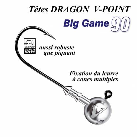 TÊTES PLOMBEES BIG GAME DRAGON V-POINT / Hameçons