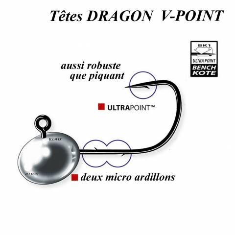 TÊTES PLOMBEES DRAGON V-POINT MICRO / Hameçons