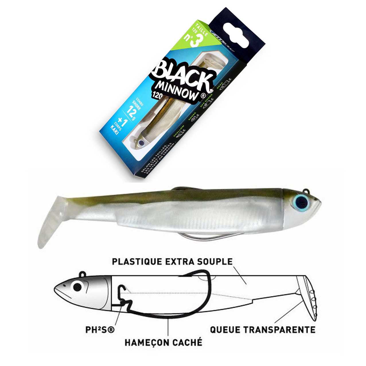 Leurre FIIISH Black minnow monté 160 combo off shore 60g