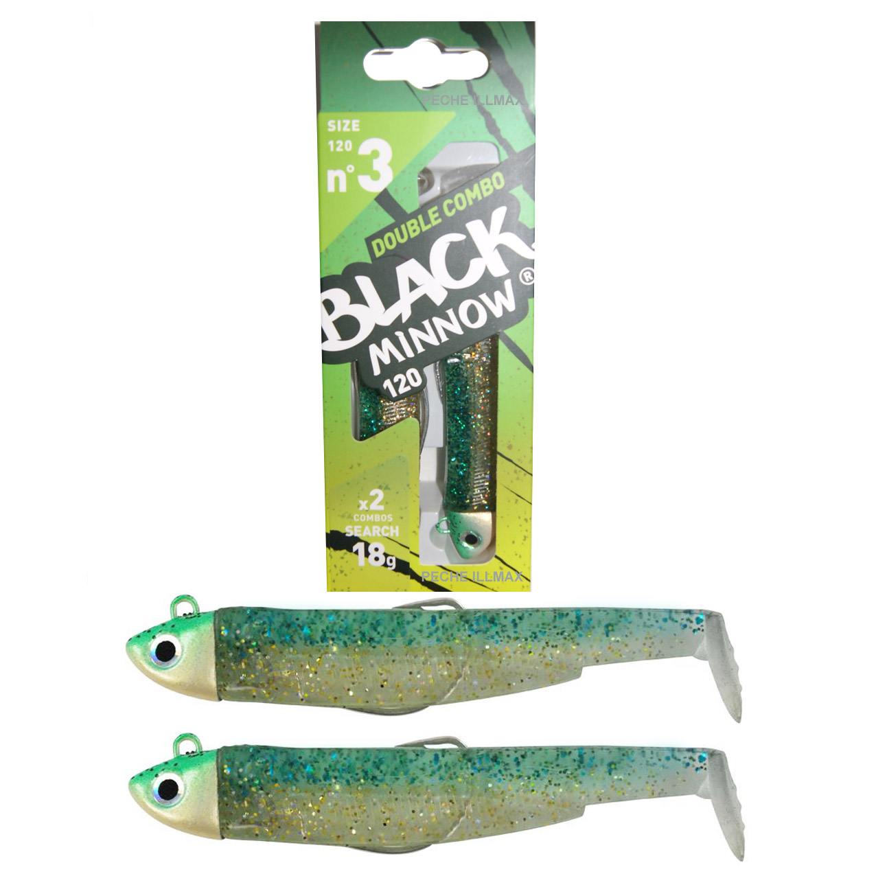 DOUBLE COMBO BLACK MINNOW 12cm FIIISH