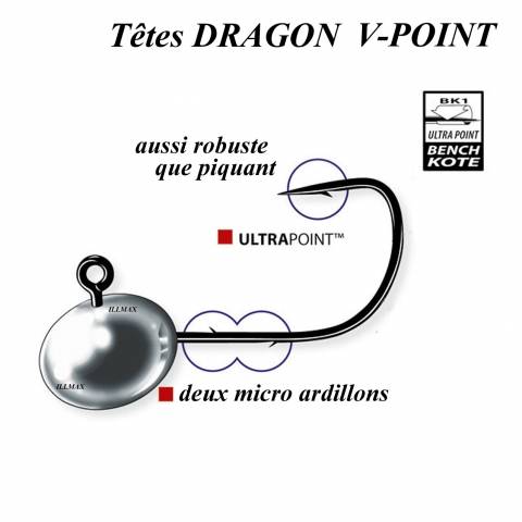 TÊTES PLOMBEES DRAGON V-POINT MICRO / Leurres souples