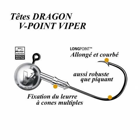 TÊTES PLOMBEES DRAGON V-POINT VIPER / Leurres souples