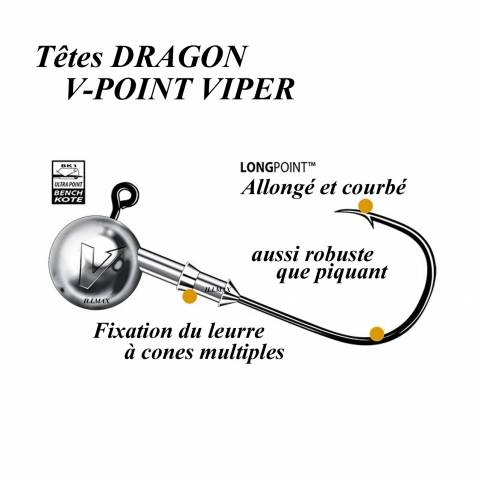 TÊTES PLOMBEES DRAGON V-POINT VIPER / Hameçons